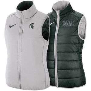 Nike Green/Gray Michigan State Puffer Reversible Full-Zip Vest Medium